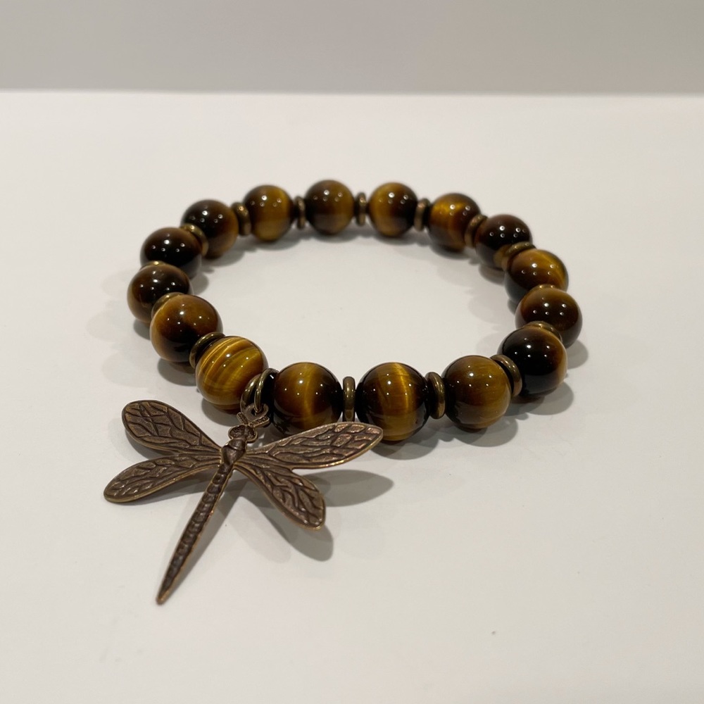 Assorted Bead Stretch Bracelets - Dragonfly Charm - image 2